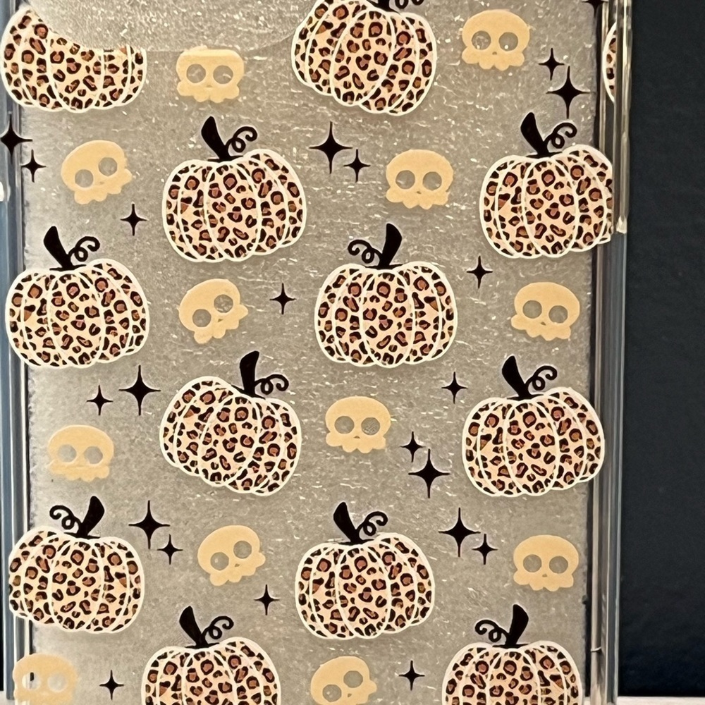 Animal Print Pumpkin Skull iPhone 13 Case - Picture 3 of 3